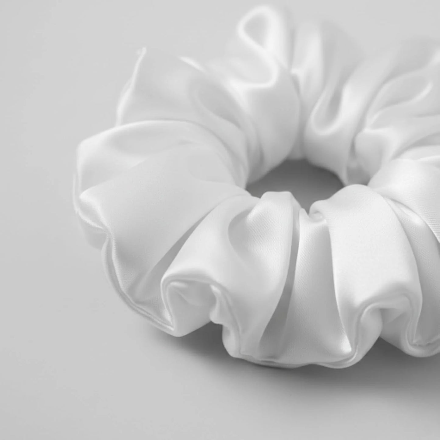 The Signature Satin Scrunchie ( Elegant White, Soft)