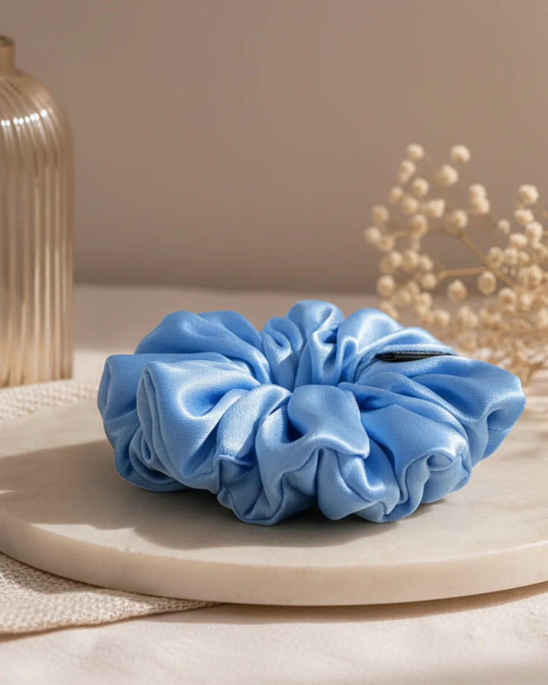 The Signature Mulberry Silk Scrunchie (Blue)