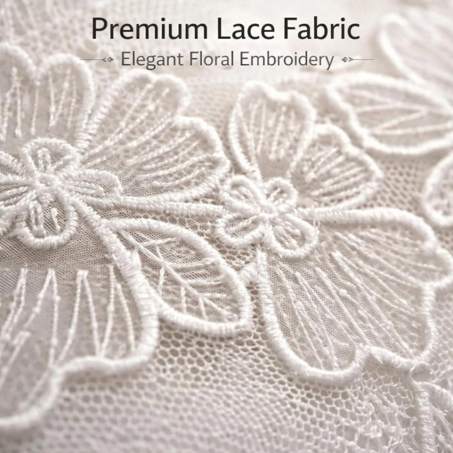 Luxury White Floral Lace Elastic Headband (White, Embroidered)