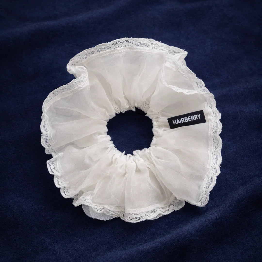 White organza Large Scrunchie