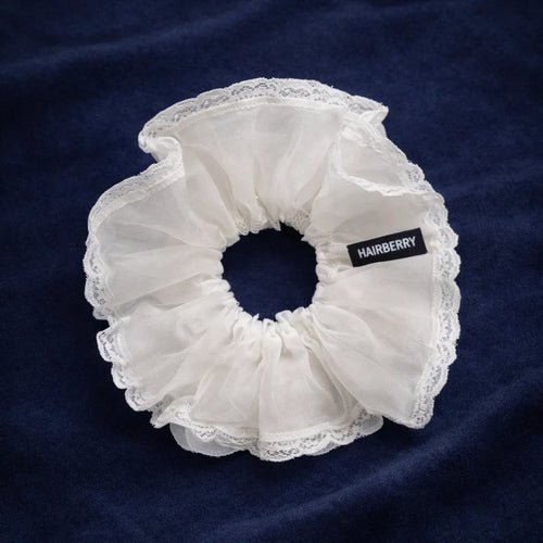 White organza Large Scrunchie