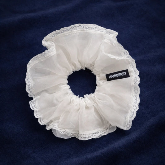 White organza Large Scrunchie