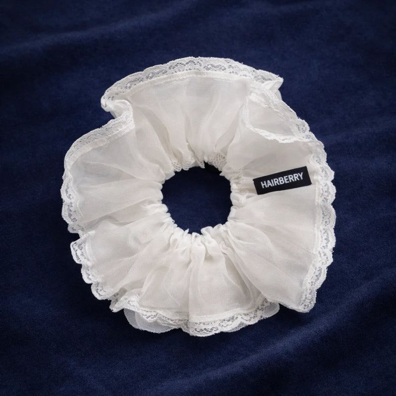 White organza Large Scrunchie