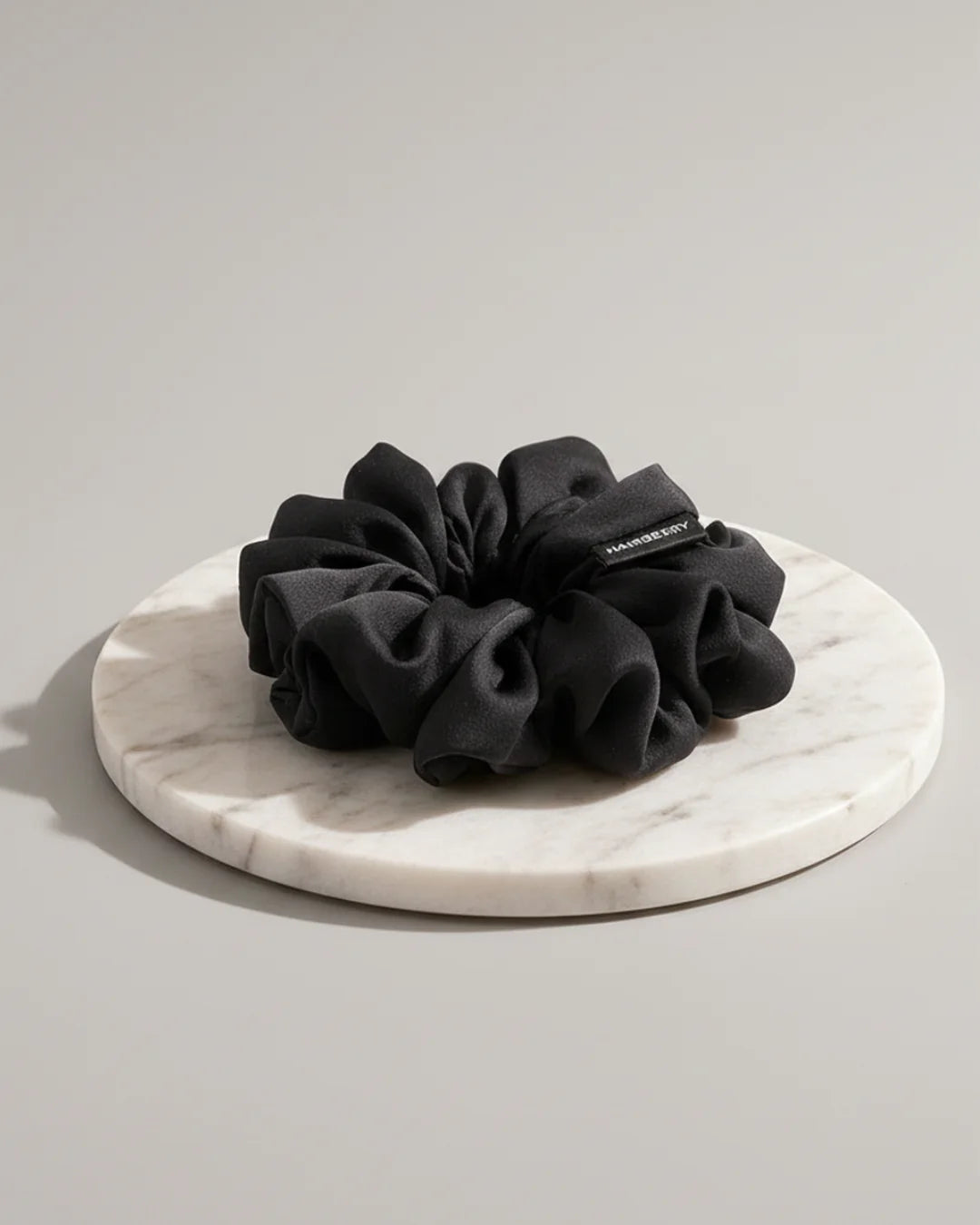 The Signature Satin Scrunchie (Black, Large)