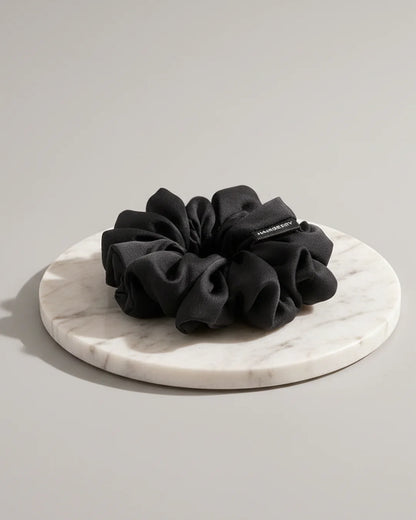 The Signature Silk Scrunchie (Black, Large)