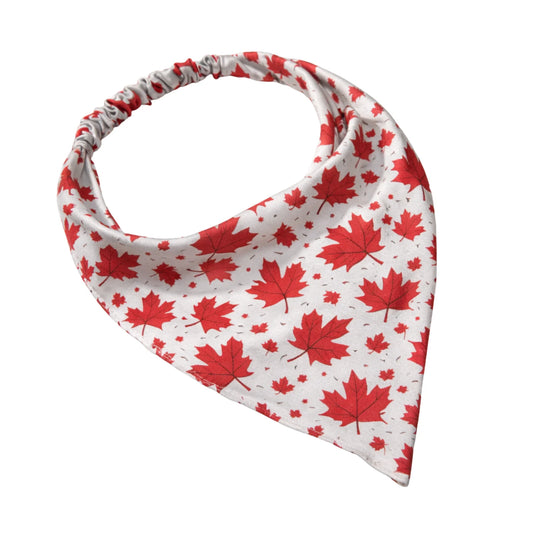 Luxury Satin Red Leaf Print Bandana Hair Headband