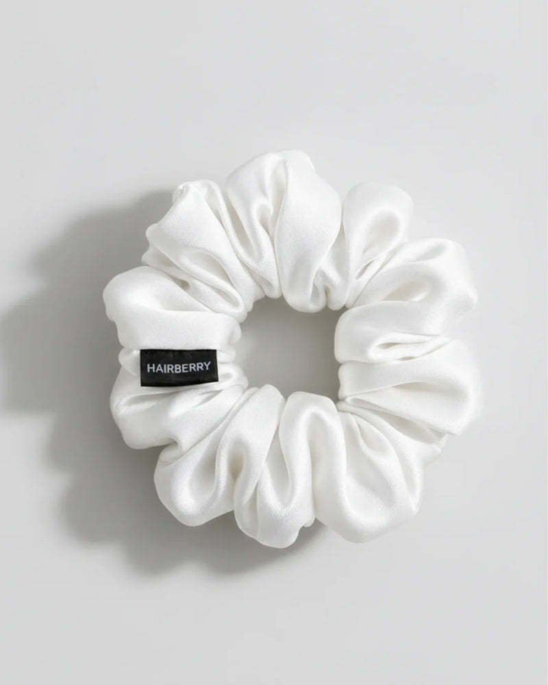 The Signature Mulberry Silk Scrunchie (White)