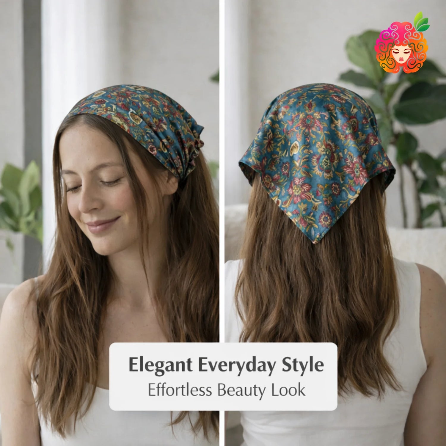 HAIRBERRY Satin Floral Print Bandana Hair Headband (Elastic Bandana, Pack of 3)