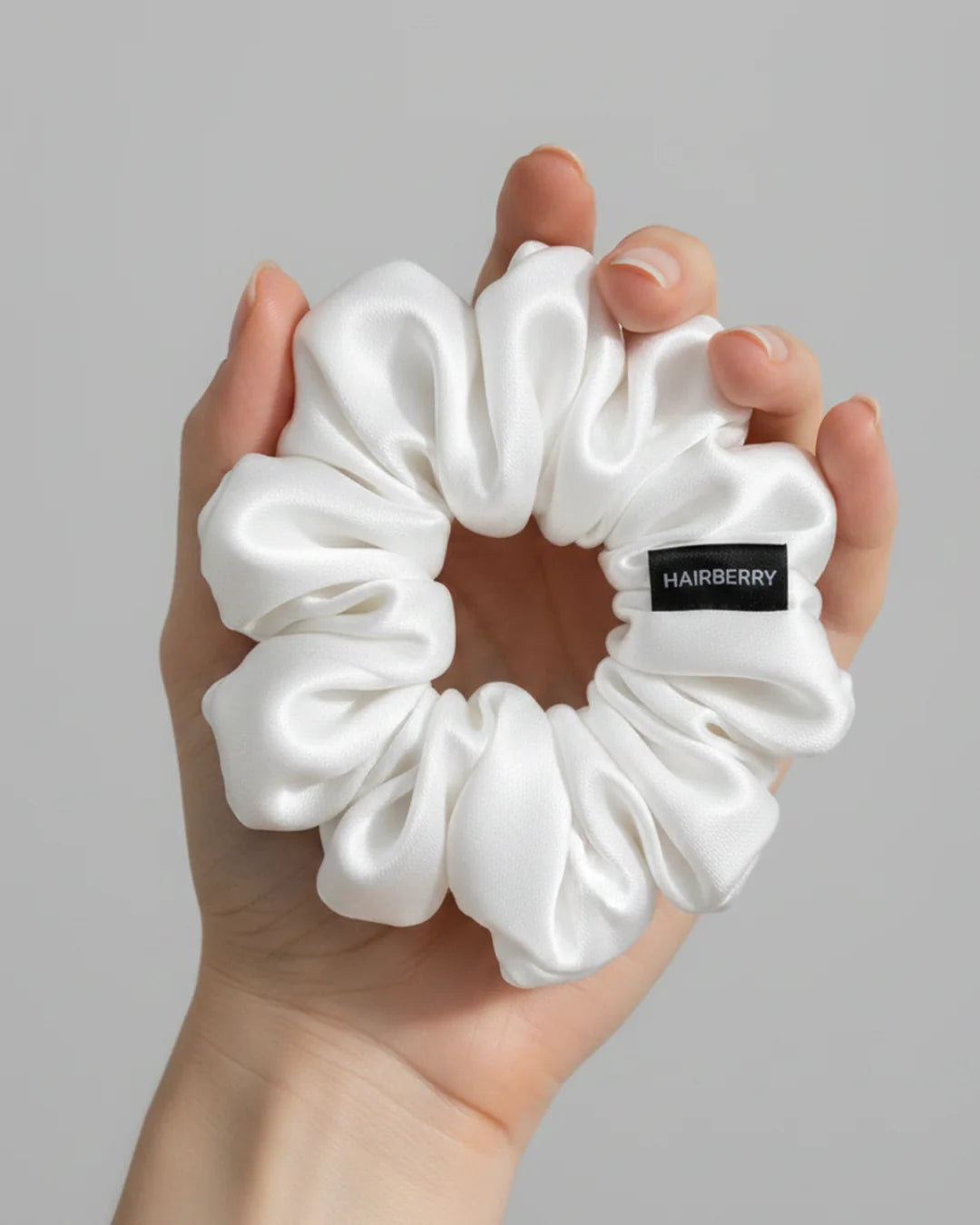 The Signature Mulberry Silk Scrunchie (White)