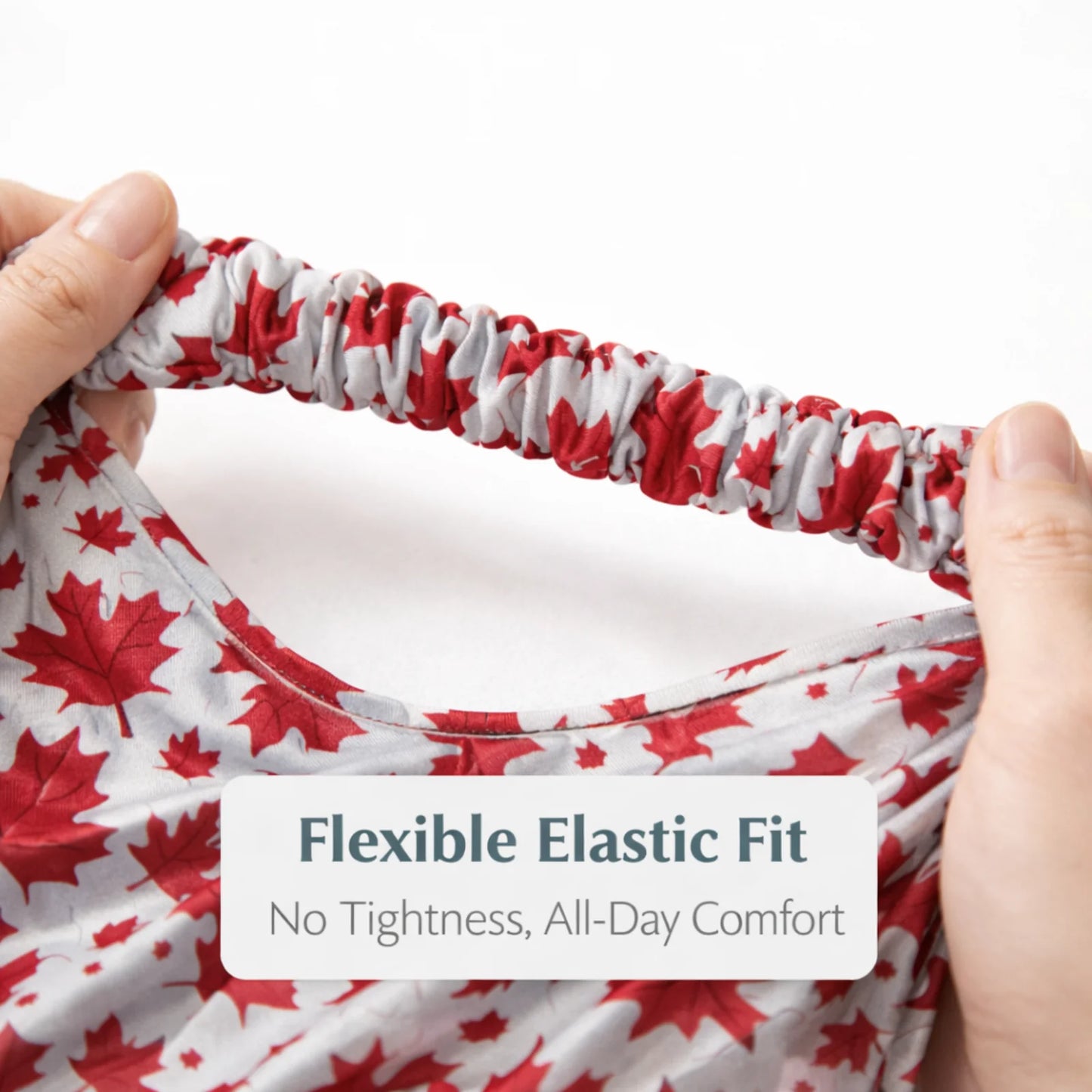 Luxury Satin Red Leaf Print Bandana Hair Headband