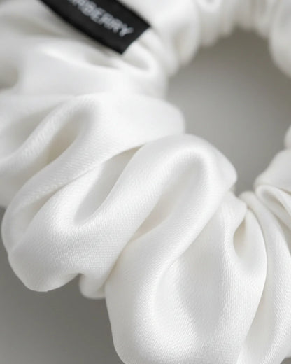 The Signature Mulberry Silk Scrunchie (White)
