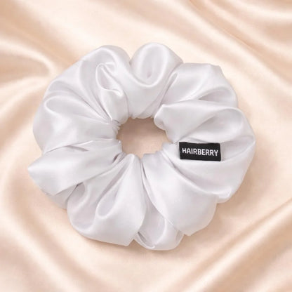The Signature Satin Scrunchie ( Elegant White, Soft)