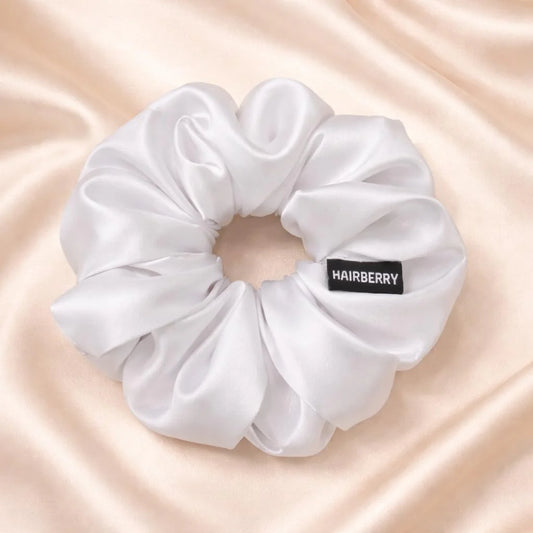The Signature Satin Scrunchie ( Elegant White, Soft)