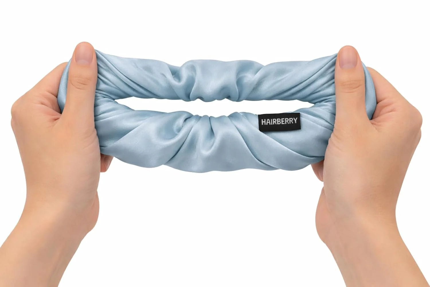 The Signature Satin Scrunchie (Ice Blue, Soft)