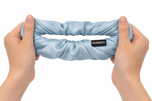 The Signature Satin Scrunchie (Ice Blue, Soft)