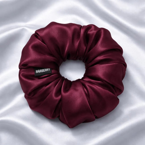 The Signature Satin Scrunchie (Wine Red, Soft)