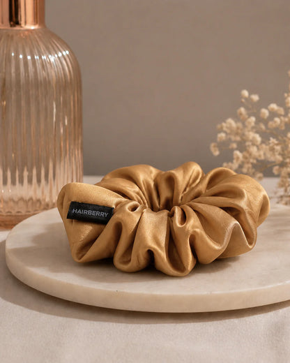 The Signature Silk Scrunchie (Brown Bear, Large)