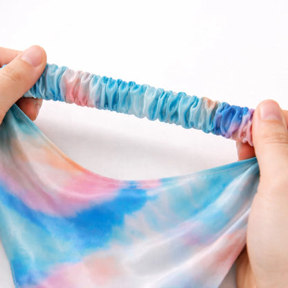 Luxury Satin Tie-Dye Print Bandana Hair Wrap Headband