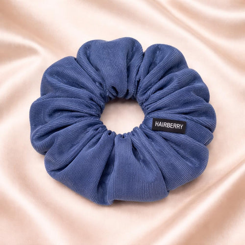 Luxury Corduroy Scrunchie (Denim Blue, Textured)