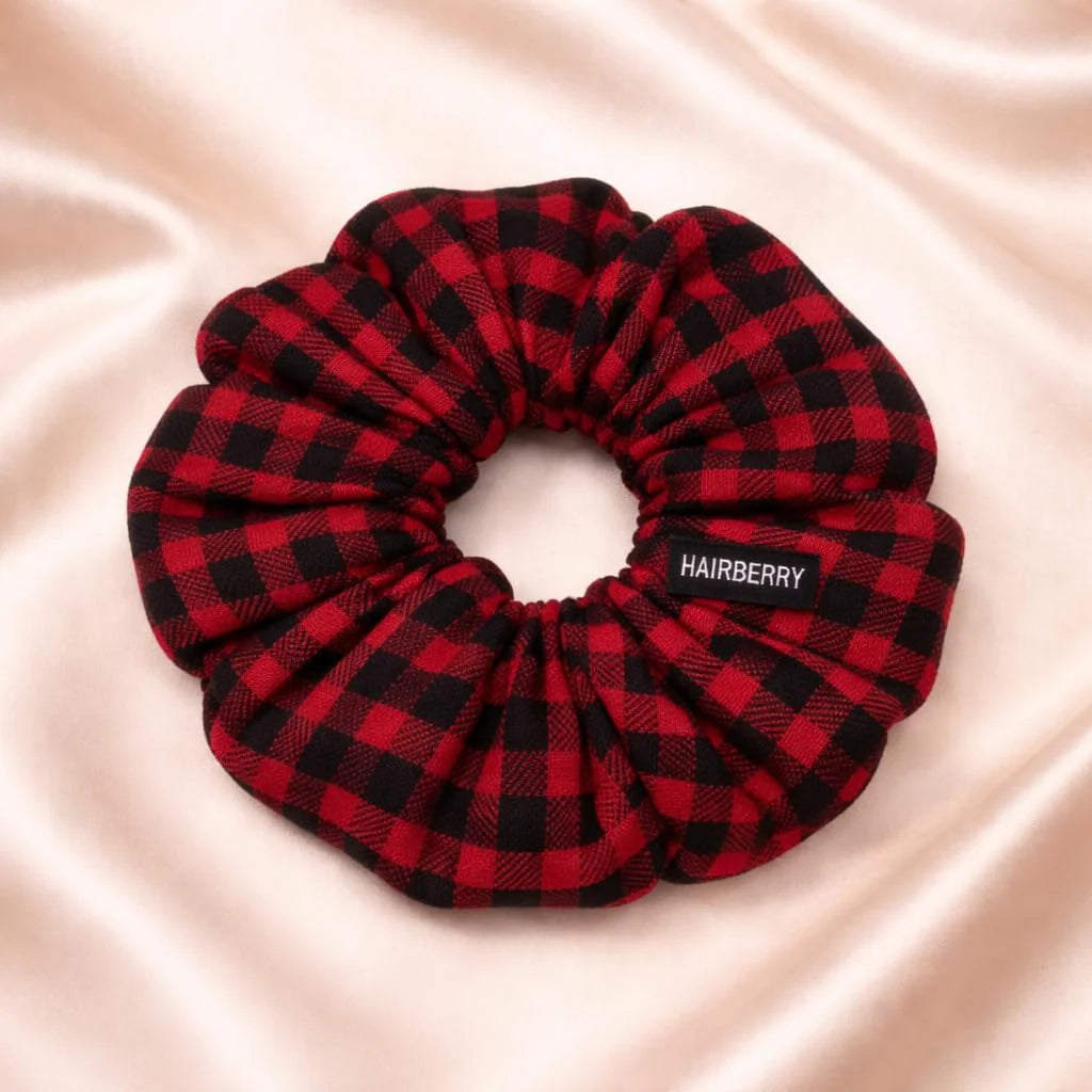 Luxury Cotton Checkered Scrunchie