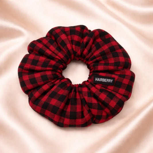 Luxury Cotton Checkered Scrunchie