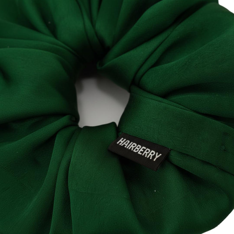 The Signature Satin Scrunchie (Dark Green, Soft)
