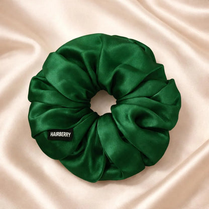 The Signature Satin Scrunchie (Dark Green, Soft)