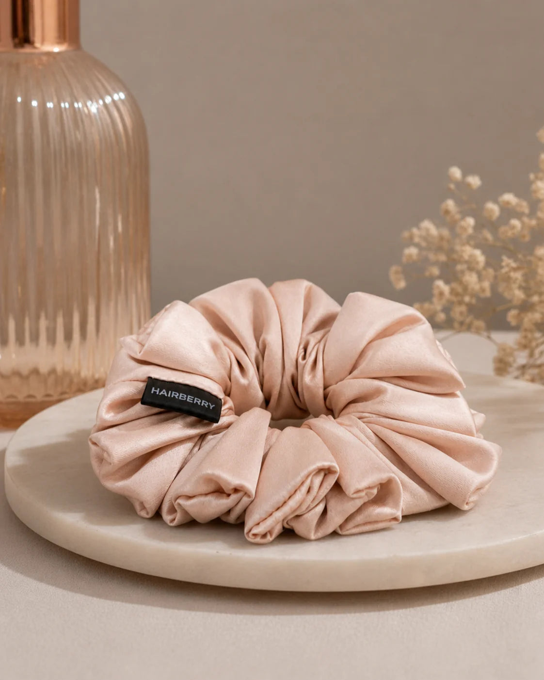 The Signature Satin Scrunchie (Peach, Large)