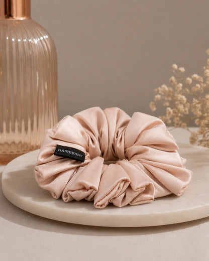 The Signature Satin Scrunchie (Peach, Large)
