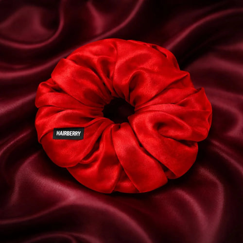 The Signature Satin Scrunchie (Red, Soft)