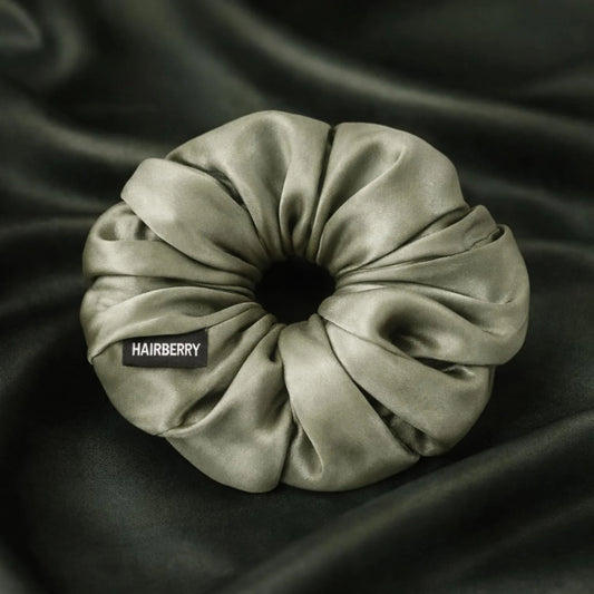 The Signature Satin Scrunchie (Grey, Soft)