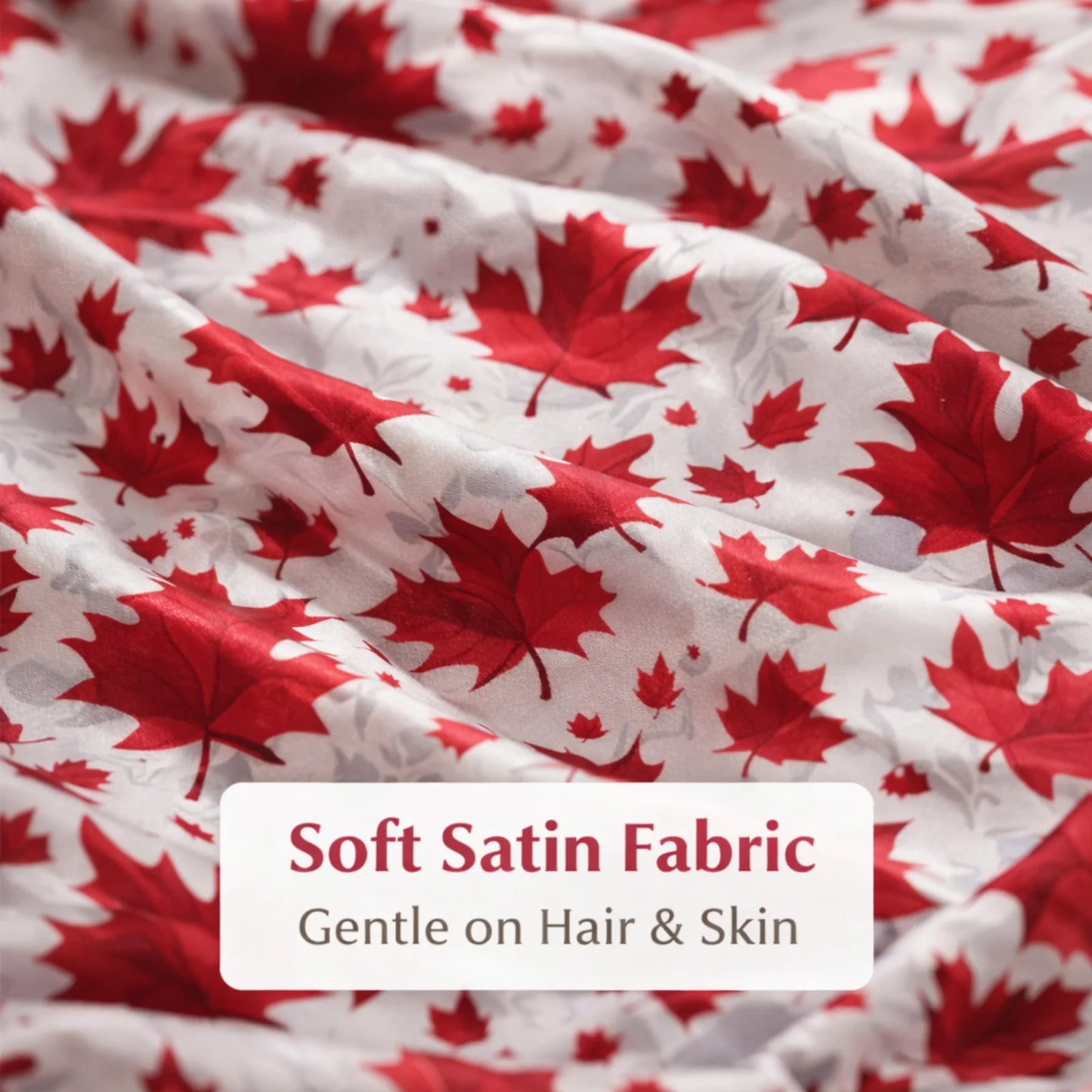 Luxury Satin Red Leaf Print Bandana Hair Headband