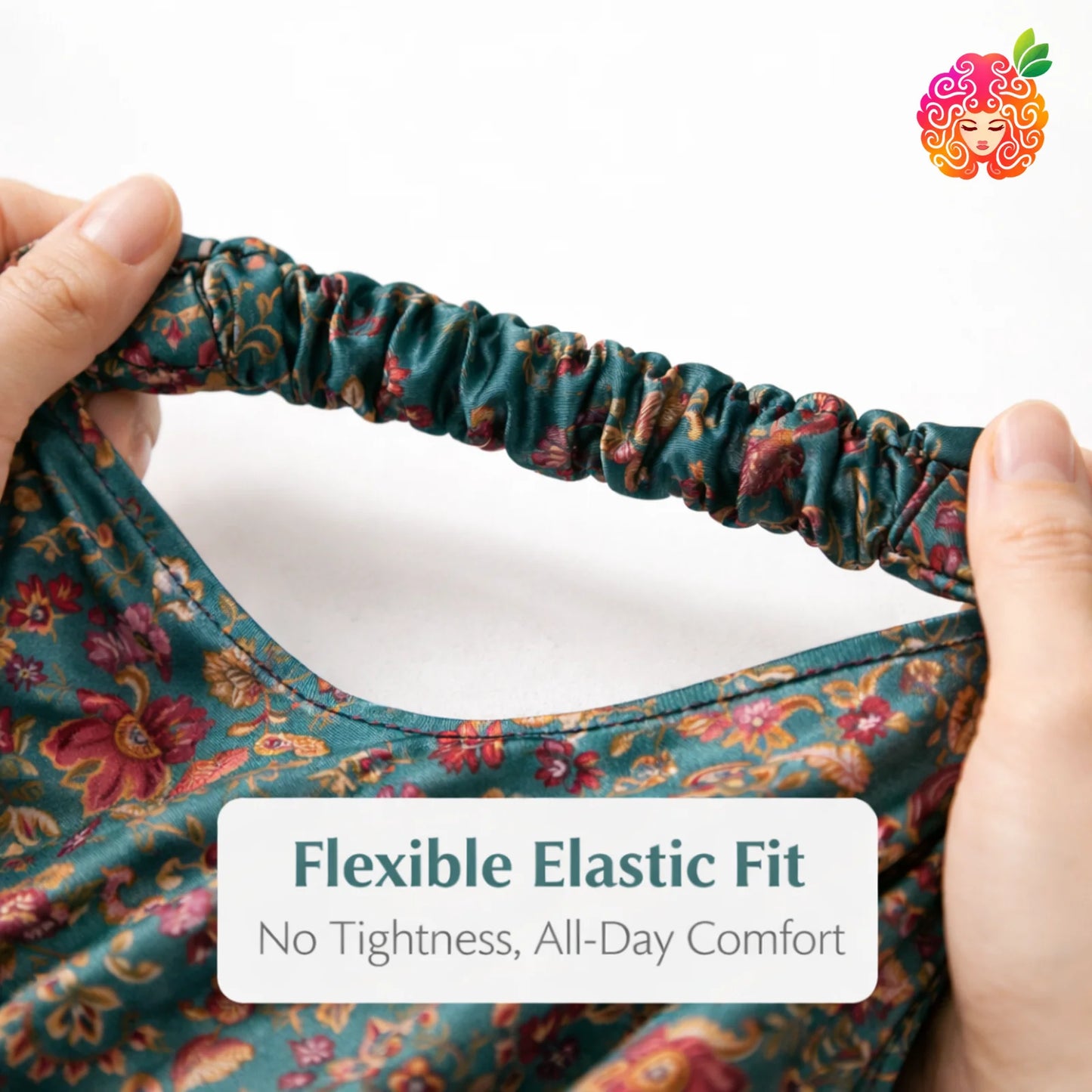 HAIRBERRY Satin Floral Print Bandana Hair Headband (Elastic Bandana, Pack of 3)