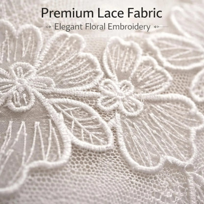 Luxury White Floral Lace Elastic Headband (White, Embroidered)
