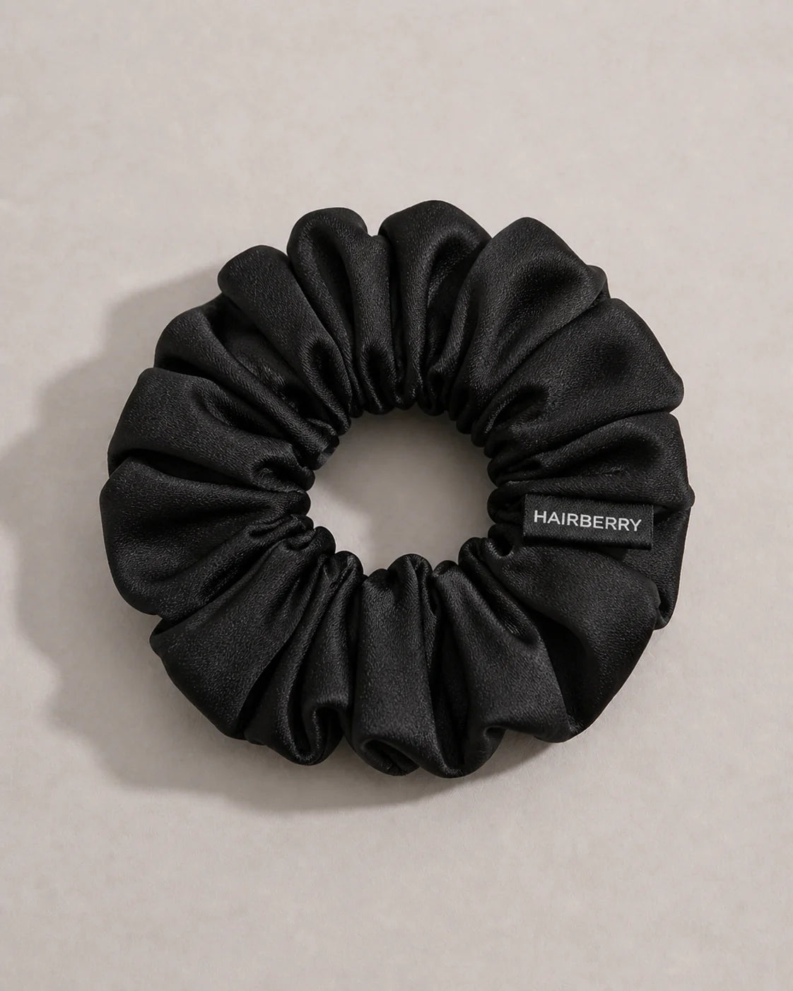 The Signature Satin Scrunchie (Black, Large)