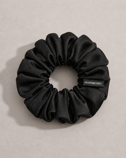 The Signature Satin Scrunchie (Black, Large)
