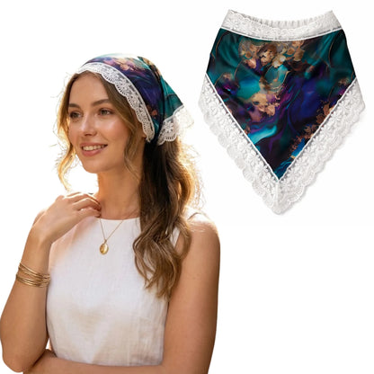 HAIRBERRY Satin Bandana Scarf with Lace Border